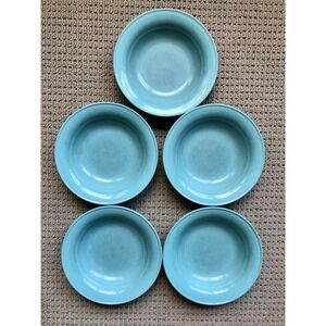 5 Light Aqua Nancy Calhoun Japan 7 3/4" Rimmed‎ Bowls